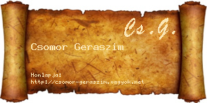 Csomor Geraszim névjegykártya